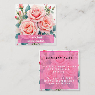 Luxury Pink Roses Beautiful Trendy Collection Fyrkantigt Visitkort