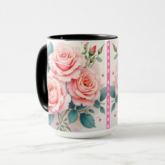 Luxury Pink Roses Beautiful Trendy Collection Mugg (Framsida vänster)