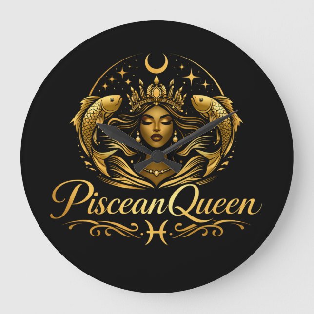 Luxury Piscean Queen Clock Stor Klocka (Framsida)