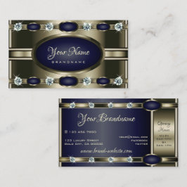 Luxury Platinum och Blue Färg med Faux Diamonds Visitkort