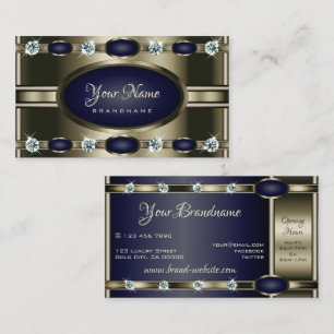 Luxury Platinum och Blue Färg med Faux Diamonds Visitkort
