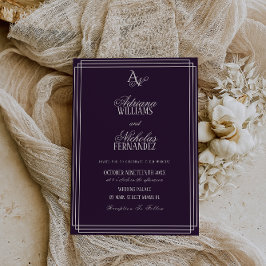 Luxury Plum Monogram Wedding Inbjudningar