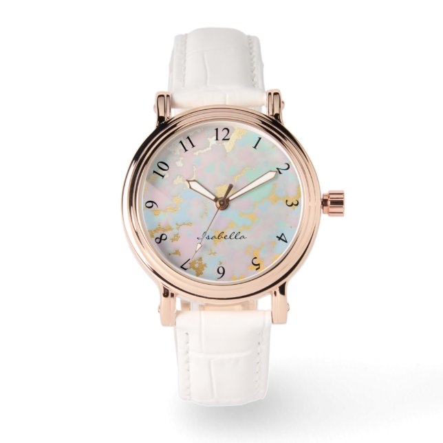 Luxury Popular Blush Pink Mint Gold Collection Armbandsur (Framsida)