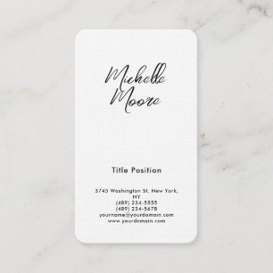 Luxury Premium Linen Black & White Minimalist Visitkort