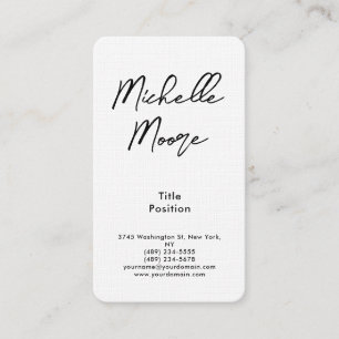 Luxury Premium Linen Black & White Minimalist Visitkort
