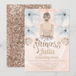 Luxury Princess Födelsedagsfest Beige glitter Inbjudningar