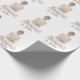 Luxury Princess Födelsedagsfest Beige glitter Presentpapper