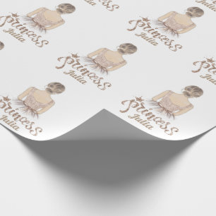 Luxury Princess Födelsedagsfest Beige glitter Presentpapper