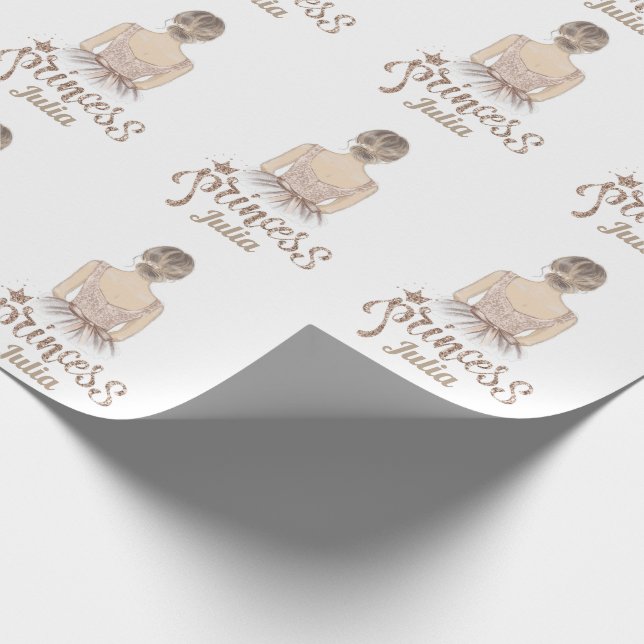 Luxury Princess Födelsedagsfest Beige glitter Presentpapper (Hörn)