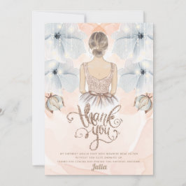 Luxury Princess Födelsedagsfest Beige glitter Tack Kort