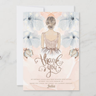 Luxury Princess Födelsedagsfest Beige glitter Tack Kort