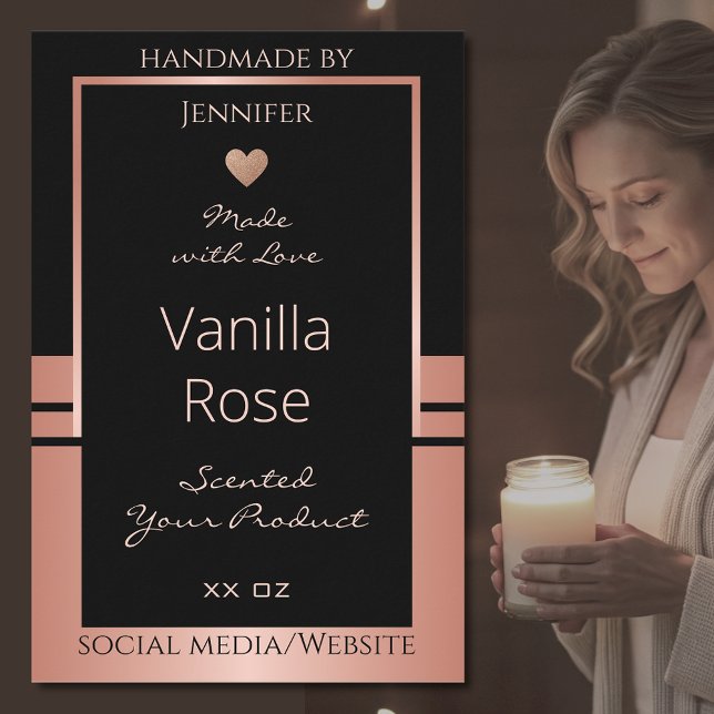 Luxury Product Packaging Label Black and Rose Gold Mat Etikett (Skapare uppladdad)