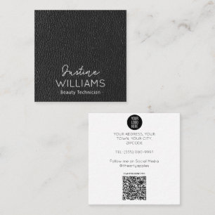 Luxury professionell Simple Black Leather Fyrkantigt Visitkort