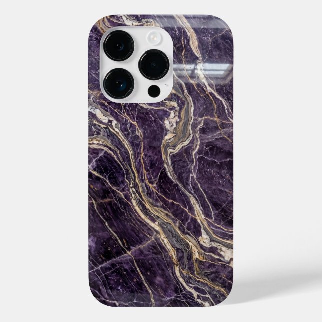 Luxury Purple and Gold Marble iPhone Case (Baksida)