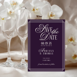 Luxury Purple Calligraphy Wedding Spara Datumet