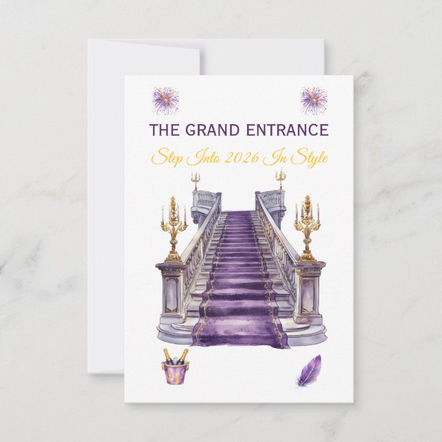 Luxury Purple & Gold New Year 2026 Invitation Inbjudningar (Framsida)