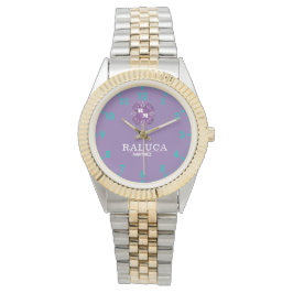 Luxury Purple Gold Personalized Custom Monogram Armbandsur
