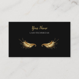 Luxury QR code Black and Gold Lash Technician Busi Visitkort