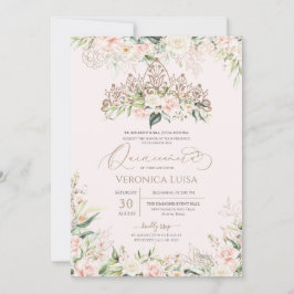 Luxury Quinceanera (mjuk Rosa och Vit ros Elegant) Inbjudningar