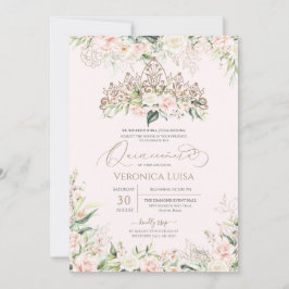 Luxury Quinceanera (mjuk Rosa och Vit ros Elegant) Inbjudningar