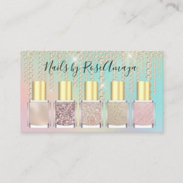 Luxury Rainbow Diamond Drip Nagel polska Visitkort