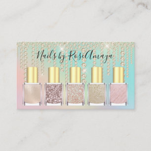 Luxury Rainbow Diamond Drip Nagel polska Visitkort