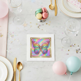 Luxury Rainbow Glitter Butterfly Party Paper Pappersservett