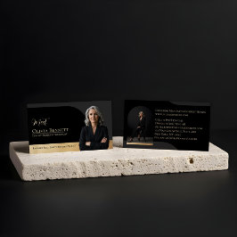 Luxury Real Estate Arch Frame Photo Black Gold Visitkort