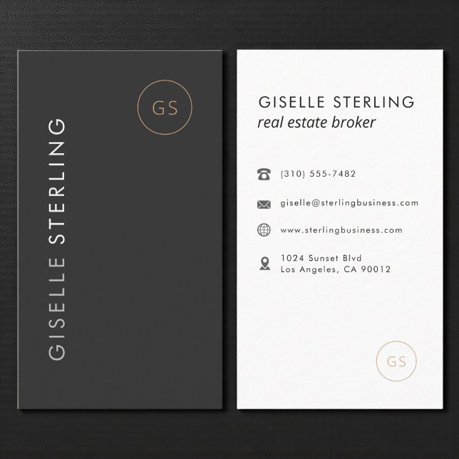 Luxury Real Estate Broker Black Gold Elegant Visitkort (Skapare uppladdad)
