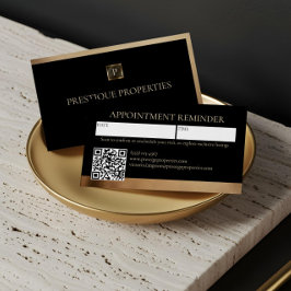 Luxury Real Estate & Law Firm Black Gold Monogram Tidsbeställning Kort