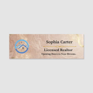 Luxury Real Estate Realtor Name Tag | Marble look Namnbricka