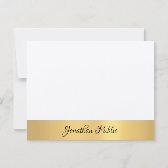 Luxury Real Kraft Papper Elegant Hand Script Guld Anteckningskort (Framsida)