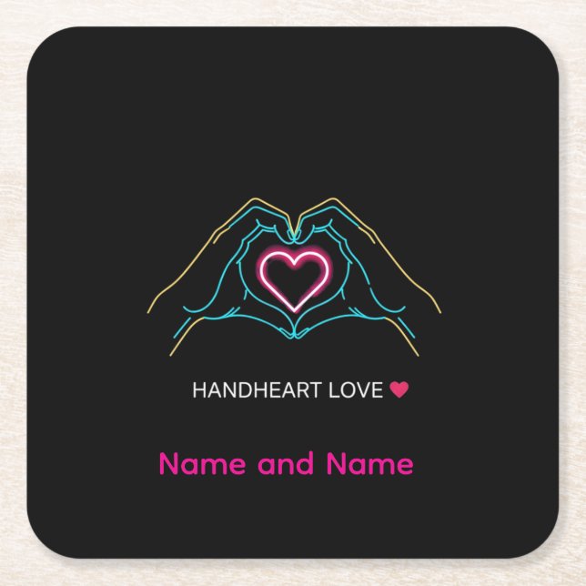 Luxury Realistic Couple Holding Hands Gold Ring An Underlägg Papper Kvadrat (Framsidan)