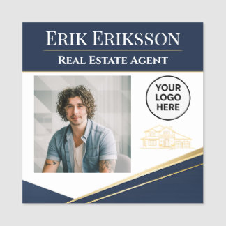 Luxury Realtor Business Card Navy Gold Namnbricka