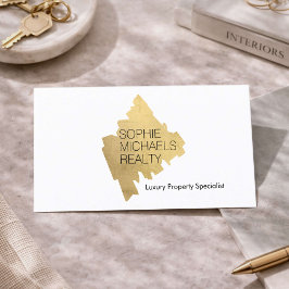 Luxury Realtor Real Estate Gold Modern White Visitkort