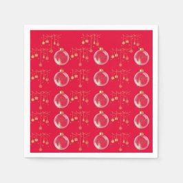 Luxury Red and Gold Bauble Christmas Pappersservett
