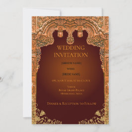 Luxury Red and Gold Wedding Invitation Inbjudningar