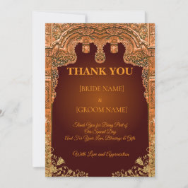 Luxury Red and Gold Wedding Thank You Card Tack Kort