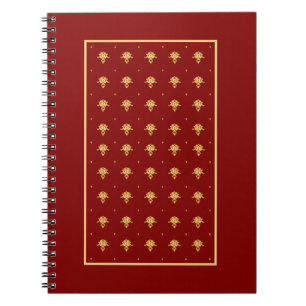 Luxury Red and Guld Vintage Damask Pattern Anteckningsbok