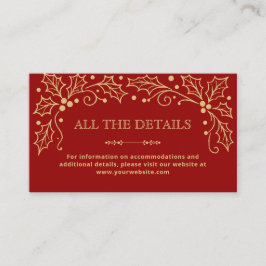 Luxury Red & Antique Gold Wedding Details Tilläggskort