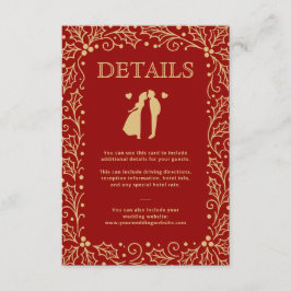 Luxury Red & Antique Gold Wedding Guest Details Tilläggskort