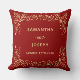 Luxury Red & Antique-Gold Wedding Kudde