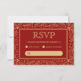Luxury Red & Antique-Gold Wedding OSA Kort