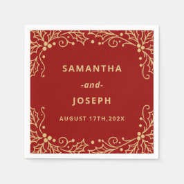 Luxury Red & Antique-Gold Wedding Pappersservett