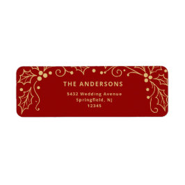 Luxury Red & Antique Gold Wedding Return Address Returadress Etikett