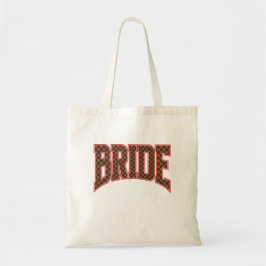 Luxury Red + Brown Checkered Varsity BRIDE Tygkasse