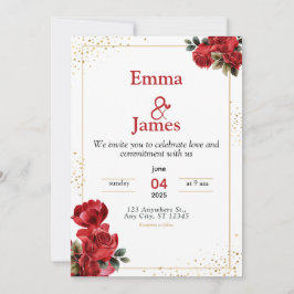Luxury Red Floral Wedding Invitation Inbjudningar