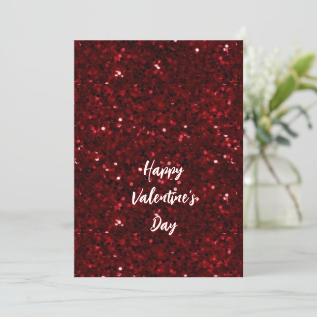 Luxury Red Glitter Happy Valentine's Day Special  Julkort (Stående Fram)