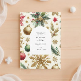 Luxury Red Grönt Guld Snowflake Helgdag Card