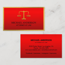 Luxury Red Lawyer Scales of Justice Guld, effekt Visitkort